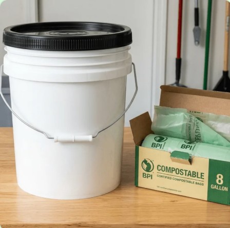 Zero Waste Kitchen Kit Edited image of outdoor compost that one can purchase